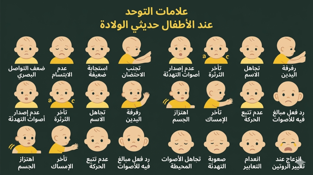 شكل يوضح علامات التوحد عند الرضع